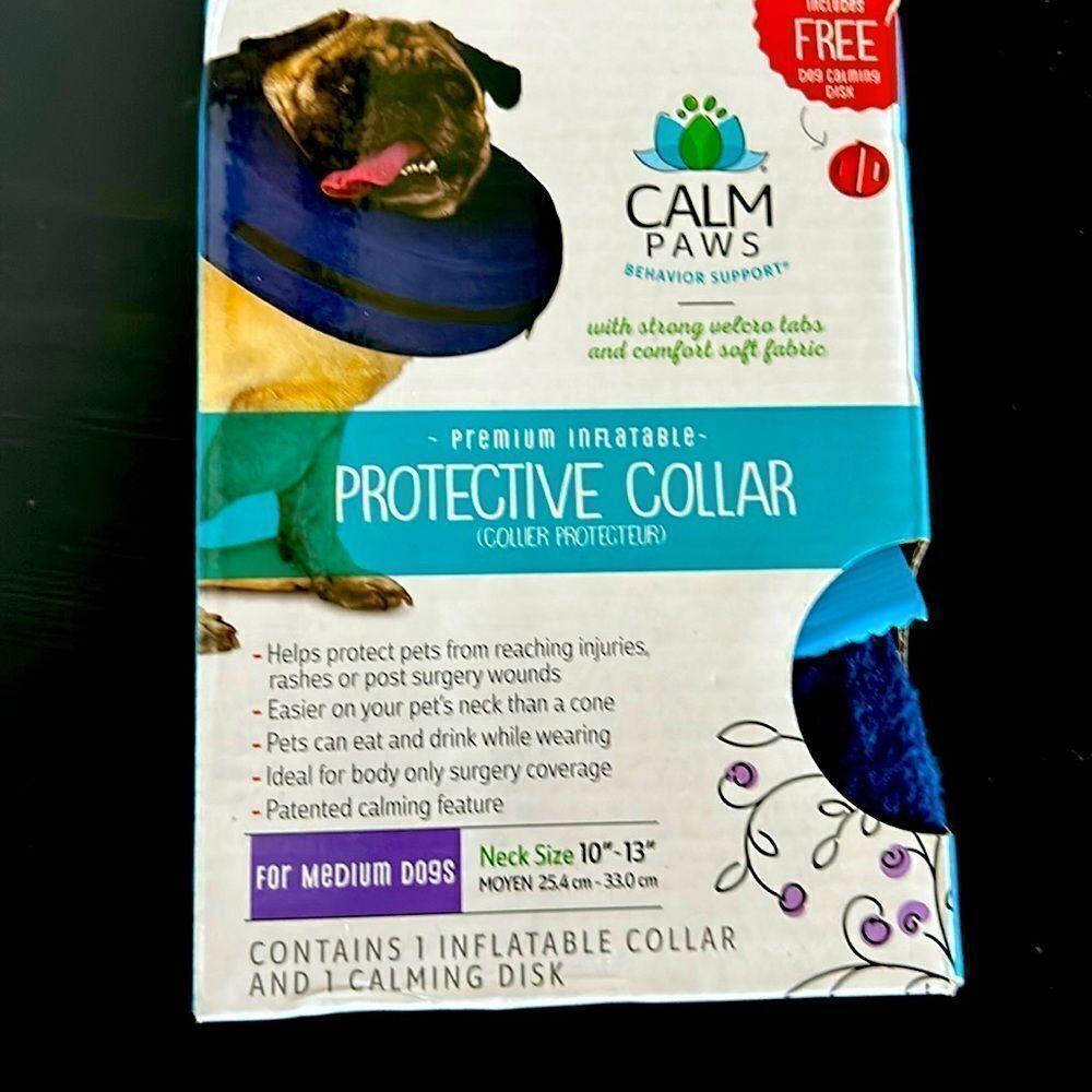 Calm Paws Inflatable Protective Collar Medium Dogs Neck size 10"-13"